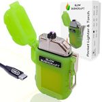 Glow Bushcraft | Electric Lighter | USB Lighter | Fire Lighting Gift for Him | Rechargeable Lighter | Arc Lighter | Plasma Lighter | Electric Lighter Rechargeable USB, (Glow in the Dark, Standard)