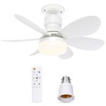Pixel Beam 40W LED Ceiling Fan Light with Remote Control, 52cm 6-Blade Dimmable E27/B22 Screw-in Lamp with Free Converter & Accessories Best Fan for Bedroom Kitchen Garage