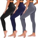 TNNZEET 3 Pack Black Leggings for Women - Tummy Control High Waisted Soft Yoga Pants for Workout
