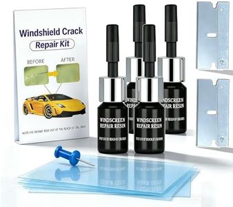 Kunsia Windshield Repair Kit, 2026 Upgrade Rock Chip Windshield Repair Kit for Car Windows - Nano Glass Resin Quick Fix for Bullseyes, Star Cracks, Half-Moon & Line Scratches Under 12" (4pcs)