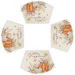 Artoid Mode Hello Pumpkin Wildflower Grass Round Table Wedge Placemats Set of 4, Seasonal Fall Kitchen Dining Table Decoration for Indoor Party Home