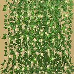 RECUTMS Ivy Fake Vines 24 Pack 173 FT Artificial Ivy with 200 LED String Light Leaves Wall Decor Leaf Plants Vines Greenery Garland Hanging Plant Vine for Room Garden Office Wedding Wall Decor