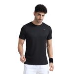 XTRIM Sports T-Shirt for Men (Small), Quick Dry Gym T-Shirt for Men, Half Sleeve Solid Casual T-Shirt, Round Neck, Stylish Regular Fit T-Shirt (Black)