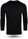 Fresh Clean Threads Black Long Sleeve T Shirt - Ultra Soft Tee - Cotton and Poly Blend - Premium Fit, Black, Large