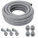 DWALE Liquid-Tight Conduit and Connector Kit,Flexible Non Metallic Liquid Tight Electrical Conduit,1-1/2inch50ft Electrical Conduit Kit,with 5 Straight and 3 Angle Fittings Included,1-1/2 in. Dia