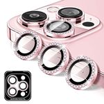 Diamond Camera Lens Protector for iPhone 11 Pro/iPhone 11 Pro Max, Kucheed Bling Tempered Glass Camera Cover Screen Protector, Automatic Alignment Individual Metal Rings, Camera Lens Film Stickers