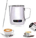 AHYUANBA 350ML Milk Frothing Pitcher with Decorative Art Pens,Espresso Steaming Pitcher,Suitable for Espresso,Jug Coffee Spoons Frother Steamer Cup Foam Making and Coffee Latte Template