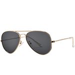 Pro Acme Classic Polarized Pilot Sunglasses for Men and Women UV400 Protection (Gold Frame | Black Lens)