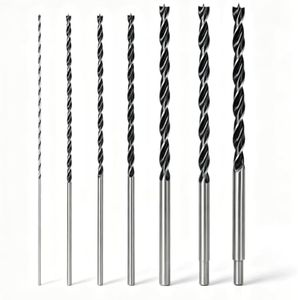 COMOWARE Extra Long Brad Point Drill Bit Set - 300mm Carbon Steel Wood Drill Bit Set for Hardwood, Plywood, Plastic, Aluminum, 7Pcs | 1/8'', 3/16'', 1/4'', 5/16'', 3/8'', 7/16'', 1/2'' (7 Pcs)
