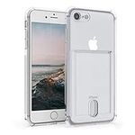 kwmobile Crystal TPU Case Compatible with Apple iPhone SE (2022) / iPhone SE (2020) / iPhone 8 / iPhone 7 - Protective Phone Case with ID Card Slot Holder - Transparent