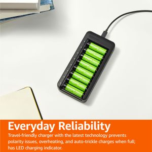 Amazon Basics AA Rechargeable Batteries, 8-Pack