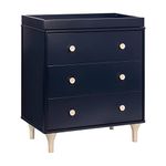 Babyletto Lolly 3-Drawer Changer Dresser with Removable Changing Tray in Navy and Washed Natural, Greenguard Gold Certified