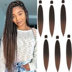 Pre-stretched Braiding Hair Easy Braid 6 Packs/Lot Professional Synthetic Fiber Crochet EZ Braids Yaki Texture Braiding Hair Extensions (30 inch,1B/30)