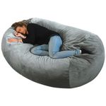 bananair - Giant Bean Bag for Adults and Kids - Ultra Soft & Comfortable, Premium Quality Foam Filling - Removable & Machine Washable Cover - Large & Fluffy Bean Bag (160x90x60 cm, Grey)