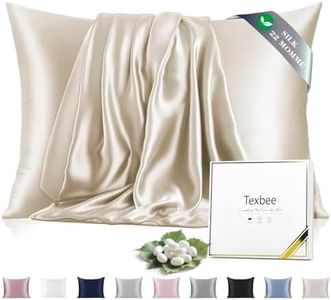 Texbee Seidenkissenbezug 40x80cm für Haar und Haut Beide Seiten Natürliche Kissenbezug Seide mit verstecktem Reißverschluss Weiche Atmungsaktive Glatte 1PCS-Beige