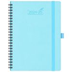 BEZEND Agenda 2024 2025, 18 Months (July24-Dec25) [Sky Blue] 5.8" x 8.5", Academic Year Planner, Daily Weekly and Monthly Calendar, Spiral Bound, Vegan Leather Soft Cover