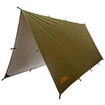 Texas Bushcraft Emergency Camping Tarp, Waterproof 10x10 Emergency Shelter for Backpacking and Hiking, 70D Ripstop Nylon Survival Tarp with Reflective Aluminized Polymer and Loop Ties with Grommets