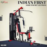 Lifeline Fitness HG 008 Multi Home Gym Machine with Leg Press, Preacher Curl & AB Crunch Attachments, Strength Training Multiple Workout All in One Multi Gym Machine for Home, Free Home Installation