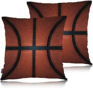 Swono Basketball Set of 2 Throw Pillow Covers Retro Sport Game Basketball Ball 18x18 Inches Pillow Cases Standard Cushion Cover Square Pillowcases for Men Women Decorative Home Bed Sofa