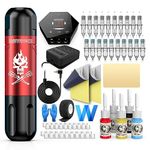 Wormhole Tattoo Kit Tattoo Gun Kit Tattoo Machine Kit with Tattoo Gun Power Supply 20 Tattoo Cartridge Needles Tattoo Pen Kit WTK224