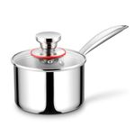 Tri-Ply Saucepan with Lid (2 Quart), Joyfair 18/10 Stainless Steel Small Cookware Pot for Cooking Spaghetti/Boiling Milk, for Oven/Induction/Gas/Electric/Ceramic, Easy Cleaning & Dishwasher Safe