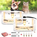 DAJILI 2 Pack Flea Trap for Home, Flea Lamp Traps for Home, Odorless Flea Killer, Non Toxic Flea Light Trap with 4 Light Bulbs, Flea Trap Sticky Pads Flea Treatment for Home Bedding Carpets