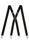 Olata Unisex Adjustable Skinny X-Shape Clip on Braces/Suspenders with Metal Clips - 2.5cm. Black