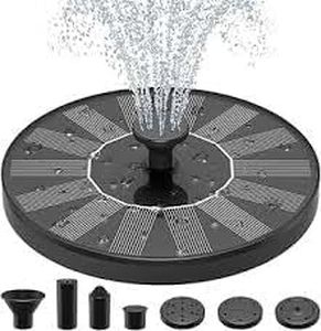 Drumstone 𝟏𝟓 𝐘𝐞𝐚𝐫𝐬 𝐆𝐮𝐚𝐫𝐚𝐧𝐭𝐞𝐞 Solar Fountain Pump with 5 Nozzles: Free-Standing Floating Solar-Powered Water Fountain Pump for Bird Baths, Gardens, Ponds, Pools, and Outdoor