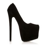 Core Collection WOMENS SLIP ON PLATFORM STILETTO HIGH HEELS PARTY COURT SHOES (BLACK SUEDE, numeric_5)