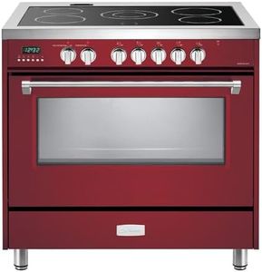 Verona Designer Series VDFSEE365BU 36 Inch 5.0 Cu. Ft Electric Range Oven Freestanding 5 Burners Dual Center Element Smoothtop Black Ceramic Cooktop Convection Burgundy