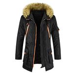 PANBOB Men Jacket Long Slim Fit Thicken Men Winter Jacket Fashion Multi-Pocket Design Men Hooded Jacket Classic Warm Zipper Men Down Jacket Detachable Hat