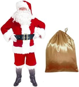 EOZY 10Pcs Costume Déguisement Père Noël Pour Adulte Costume Père Noël Déguisement Vêtement Habit Complet Rouge Noël Party Déguiser (L: Stature 155-165cm)