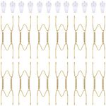 12 Pieces Plate Hangers for Wall Stainless Steel Wire Invisible Plate Hangers Heavy Duty Display Holders with 12 Pieces Hooks for Wall Decorative(Gold,6 Inch)