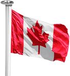 BRUBAKER Flagpole Set with Canada Flag and Solar Lights - 6m (20 Ft) In-Ground Aluminum Pole, 150x90cm (3x5 Ft) Canadian Flag and Solar Powered Automatic Flag Pole Lights Kit