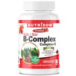 Nutridom Fortified Vitamin B-Complex 200mg (120 Veggie Capsules) All Vegan B-Vitamins Including B12, B1, B2, B3, B4, B5, B6, B7 (Biotin), B8 (Inositol), B9 (Folic Acid), Supports Healthy Energy Metabolism, Non-GMO, Gluten Free, Dairy & Soy Free, Made in Canada