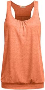 Miusey Womens Sleeveless Round Neck Loose Fit Racerback Yoga Tank Top Orange X-Large