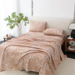 Spirit Linen home Full Size Sheets Set - Pure Microfiber 4 Piece Polyester Bed Sheets, Fitted Sheet & Pillow Cases - Full Sheets for All Seasons (Foliage Taupe/White, Full)