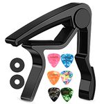 Guitar Capo with 6 Guitar Picks,LEKATO Ukulele Capo Acoustic Eletric Guitar Clip Quick-Change Capo Clamp for Acoustic Electric Guitars Mandolin and Banjo with Pletrums & Strap Locks