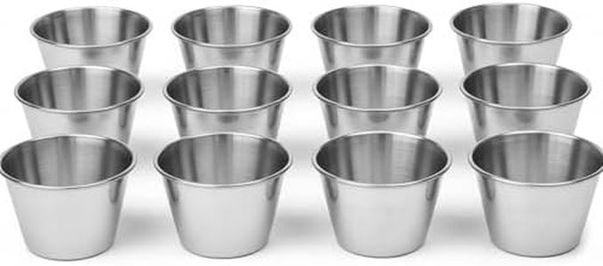 Notana Stainless Steel Sauce Cups Set - Metal Ramekins 4 oz 12 Pack for Dipping Sauce, Condiment Bowls, Small Reusable Dip Cups, Au Jus Cups, Butter Ramekins, Syrup Cups for Kitchen and Restaurants
