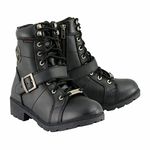 Milwaukee Leather MBL9326WP Women's Premium Black Leather Lace-Up Waterproof Motorcyle Rider Boots - 10