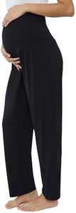 Joyaria Maternity Pants Wide Leg Pregnancy Pants for Work Summer Sweatpants Loose Maternity Lounge Pants Pajama Pants for Pregnant Women(Black,Large)