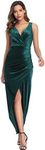 Ababalaya Women's Luxurious Velvet Long Bridesmaid Dresses Formal Dresses for Winter/Fall Wedding, Green, XL