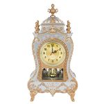 01 Vintage Clock, Vintage Table Clock European Style Antique Desk Alarm Clocks for Home Office Hotel Bedroom Living Room Decoration(White)