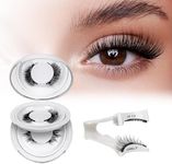 Magnetic Lash with Applicator, Magnetic Eyelashes, Natural Look Reusable Magnetic Lashes Kit No Glue or Eyeliner,D Curl Faux Mink Waterproof False Eyelashes with Magnets