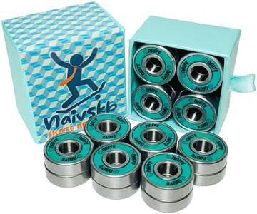 Naivskb Skate Bearings 8mm 16 Pack, Precision 608 Bearings Stainless Steel Quad Inline Speed Roller Skate Derby Skateboard Longboard (Grease, Ocean Green)