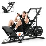 Mikolo Leg Press Hack Squat Machine Combo, Leg Press Machines for Home Gym with Linear Bearing, Hack Squat Machine with Rear and Front Band Pegs, Leg Machine for Full Range Leg Training, Red