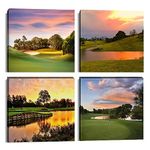 Golf Course Wall Art Pictures Golf Course Poster Canvas Prints USA Golf Artwork Wall Decor for Living Room Bedroom Office Bathroom Home Decorations Framed Ready to Hang (10''W x 10''H x 4)