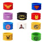 LEBERY 10pcs Cartoon Comics Slap Bracelets for Kids - The Avengers Slap Bracelet for Boys Girls - Kids Dress Up Superhero Slap Bracelets Cosplay Costume Birthday Christmas Gifts Carnival Party Favors