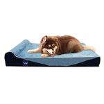 Laifug Orthopedic Memory Foam Extra Large Dog Bed with Pillow and Durable Water Proof Liner & Removable Washable Cover & Smart Design (Large (46"x28"x8"), Blue)