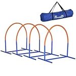 PawHut 4PCs Portable Dog Agility Equipment, Dog Play Run Jump Obedience Training Set w/Agility Bows, Carry Bag